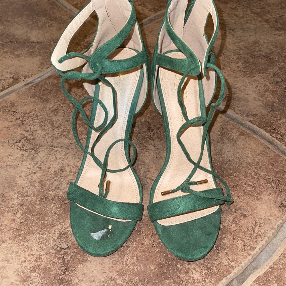Green Suede High Heels